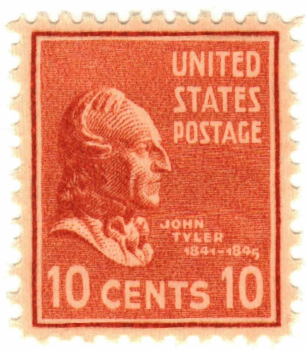 815 - 1938 10c John Tyler, Brown Red, Perf. 11x10.5 - Mystic Stamp