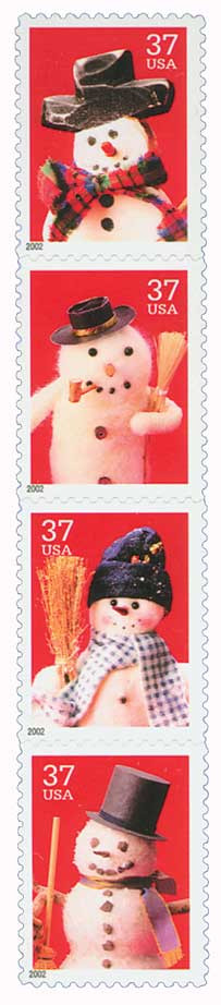 3676-79 - 2002 37c Snowmen - Mystic Stamp Company