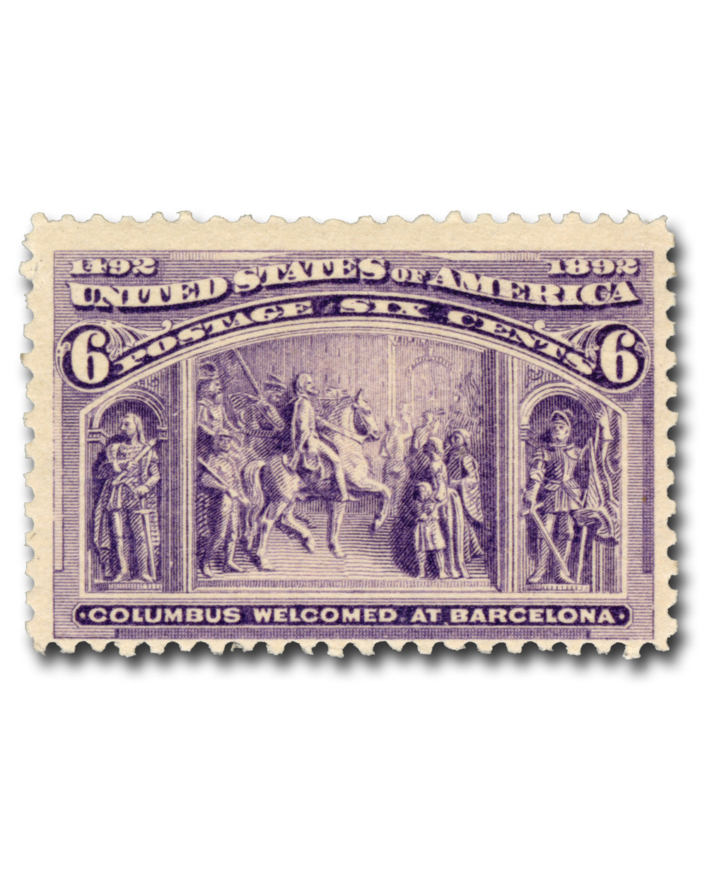 235 - 1893 6c Columbus Welcomed at Barcelona, Purple - Mystic