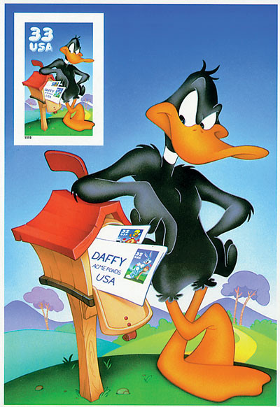3307c - 1999 33c Daffy Duck, 10TH Stamp Imperf Panel - Mystic