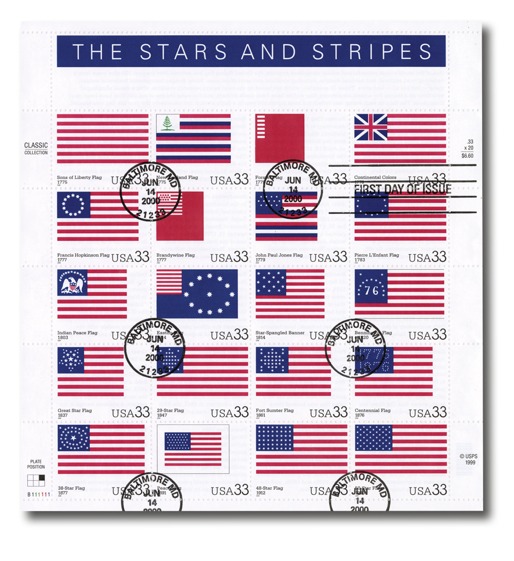 3403 - 2000 33c The Stars and Stripes - Mystic Stamp Company