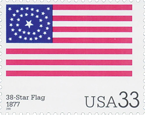 豆本【限定2000部】Historic American Flags 3403q - 2000 33c The Stars and Stripes: 38-Star Flag - Mystic