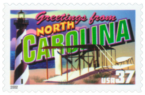 3728 - 2002 37c Greetings from America: North Carolina - Mystic