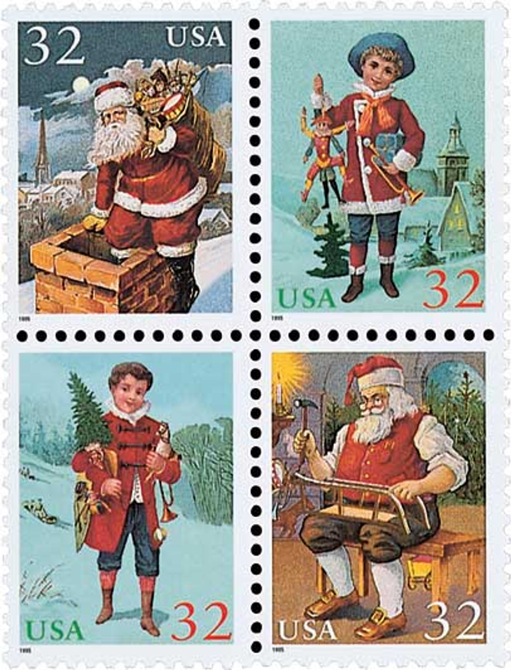 3004-07 - 1995 32c Contemporary Christmas: Santa and