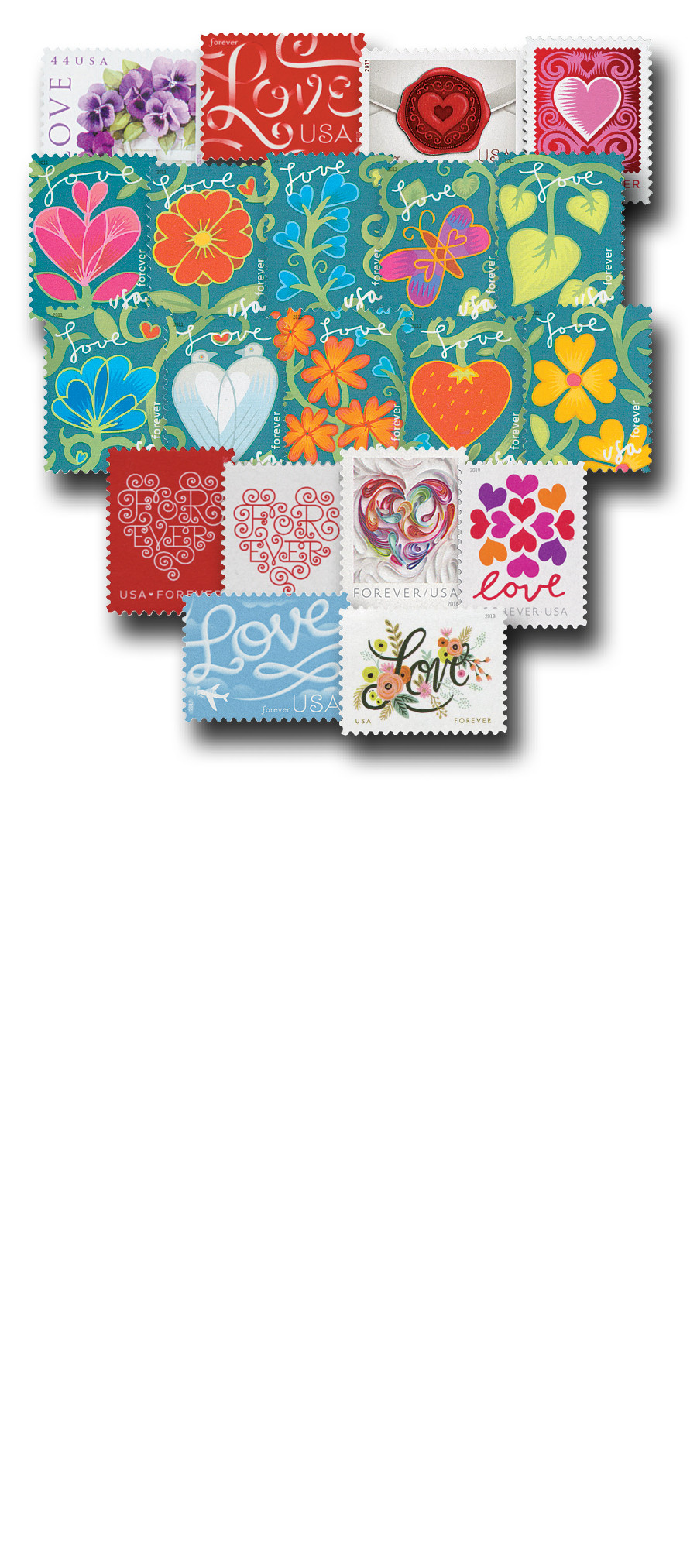 4450/5339 - 2010s Love Collection, 20 stamps - Mystic Stamp Company