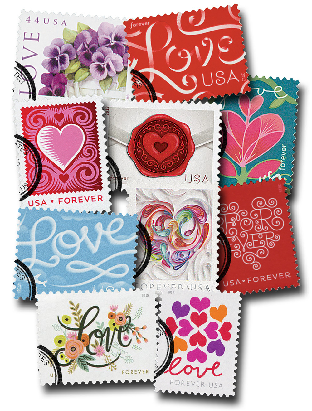 4450/5339 - 2010s Love Collection, 20 stamps - Mystic Stamp Company