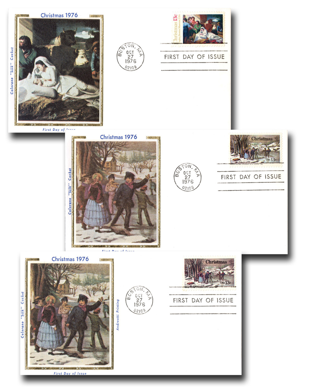 1701-03 - 1976 13c Christmas, First Day Cover - Mystic Stamp Company