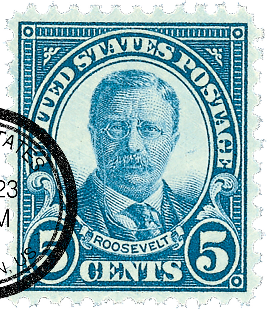 637 - 1927 5c Theodore Roosevelt, Dark Blue, Perf. 11x10.5