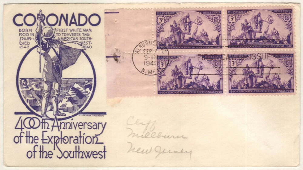 898 - 1940 3c Coronado Expedition - Mystic Stamp Company