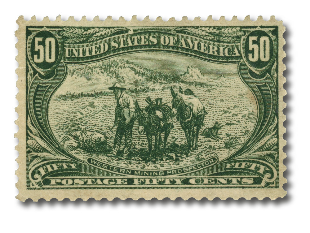 291 - 1898 50c Western Mining Prospector, Sage Green - Mystic
