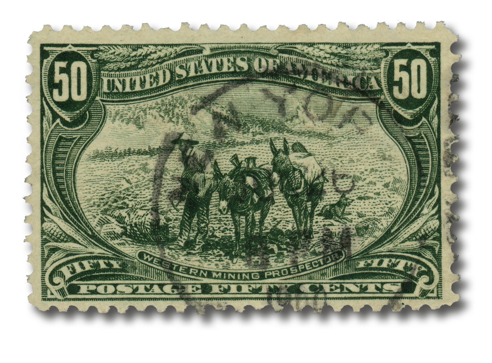 291 - 1898 50c Western Mining Prospector, Sage Green - Mystic