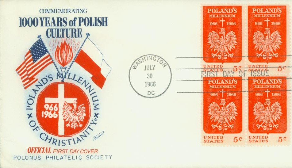 1313 - 1966 5c Polish Millennium - Mystic Stamp Company
