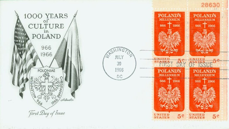 1313 - 1966 5c Polish Millennium - Mystic Stamp Company