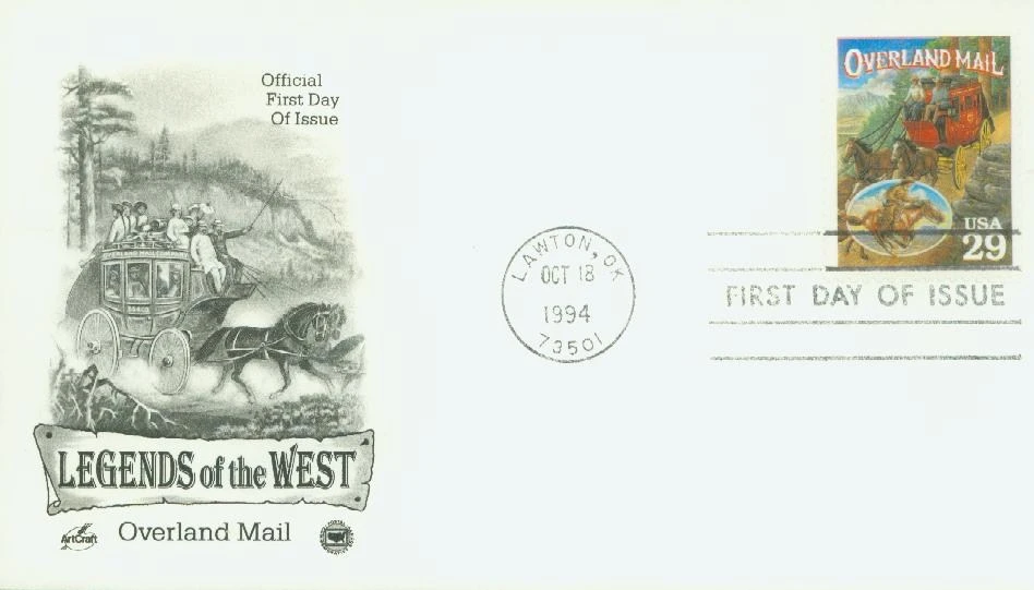 2869t - 1994 29c Legends of the West: Overland Mail - Mystic Stamp