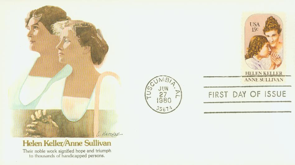 1824 - 1980 15c Helen Keller & Anne Sullivan - Mystic Stamp Company display picture 1