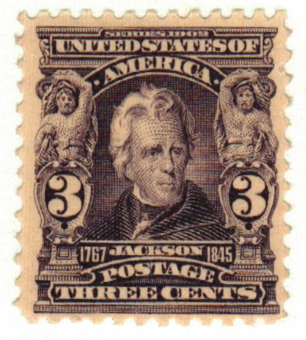 302 - 1903 3c Andrew Jackson, Purple, Double Line Watermark, Perf