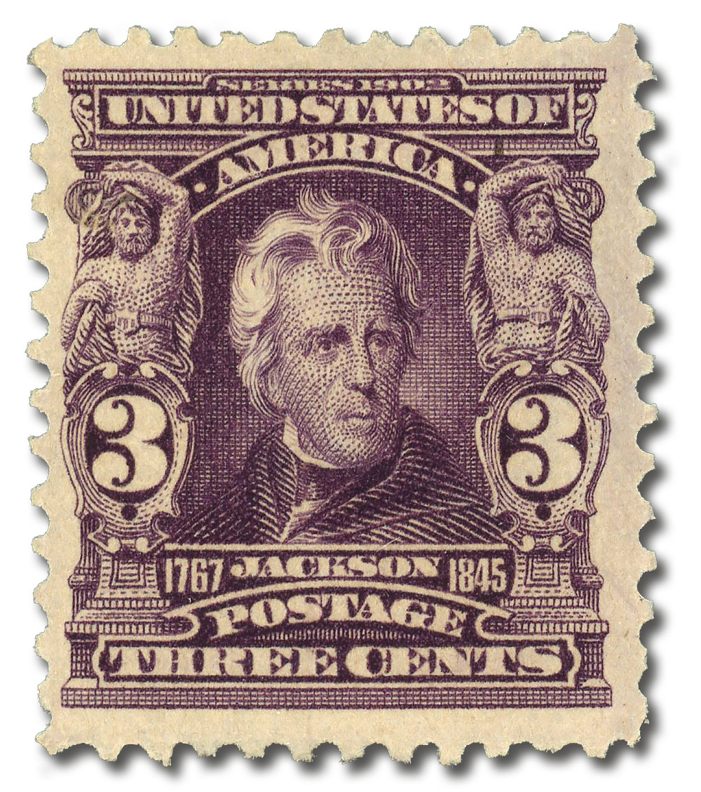 302 - 1903 3c Andrew Jackson, Purple, Double Line Watermark, Perf