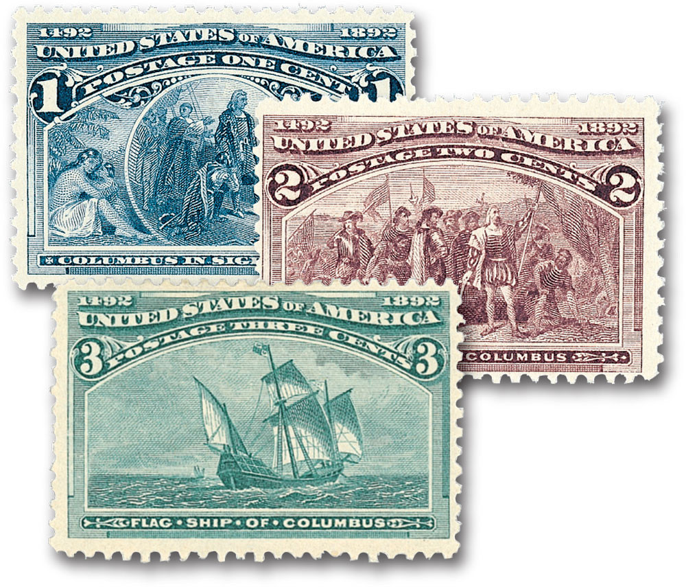 230-32 - 1893 1c-3c Columbian Exposition, Set of 3 Stamps - Mystic