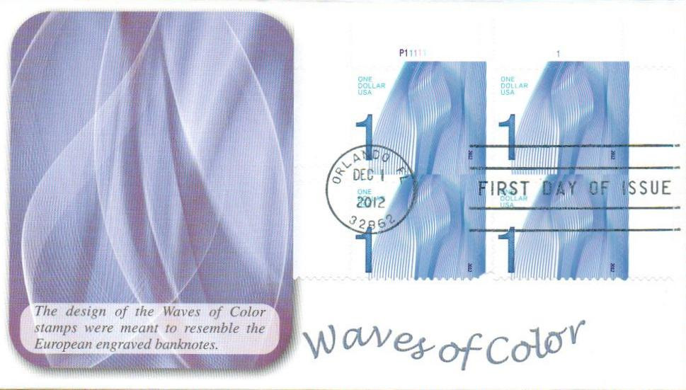 4717 - 2012 $1 Waves of Color: Purple Blue - Mystic Stamp Company
