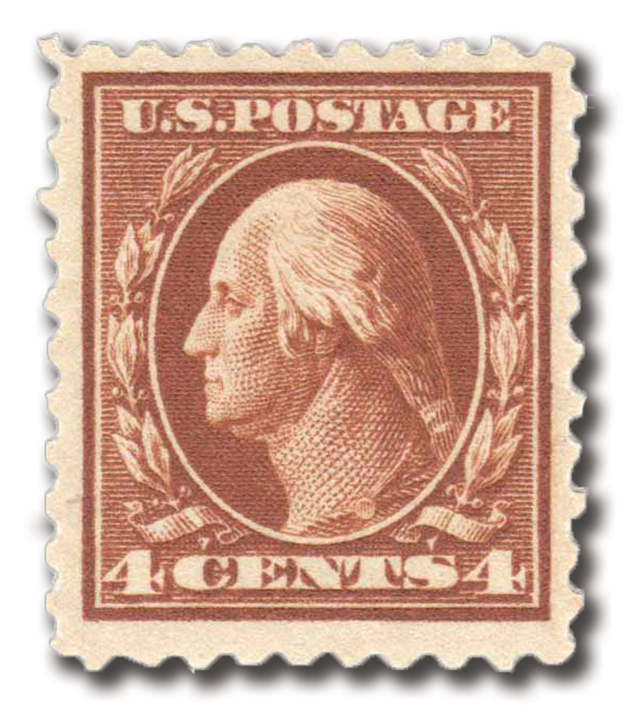 465 - 1916 4c Washington, Orange Brown, Unwatermarked, Perf. 10