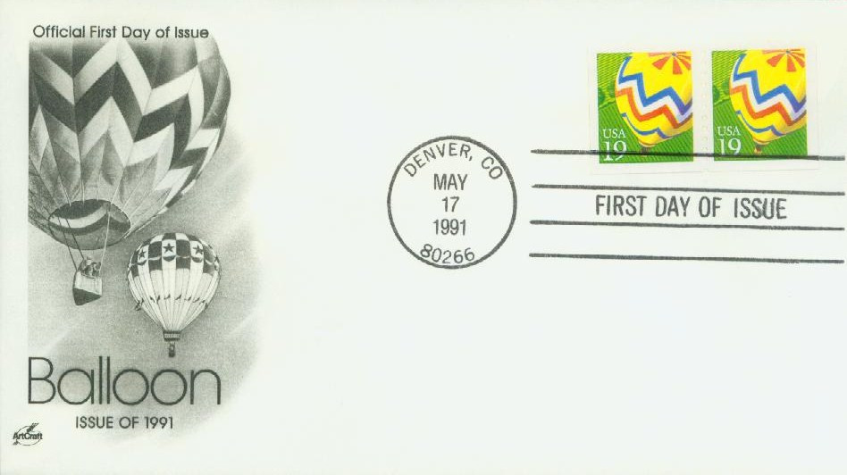 2530 - 1991 19c Hot-Air Balloon - Mystic Stamp Company
