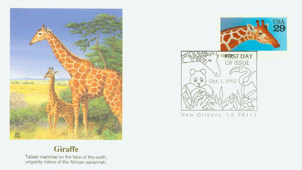 2705 - 1992 29c Wild Animals: Giraffe - Mystic Stamp Company