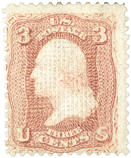 83 - 1867 3c Washington, Rose, C Grill, Perf. 12 - Mystic Stamp