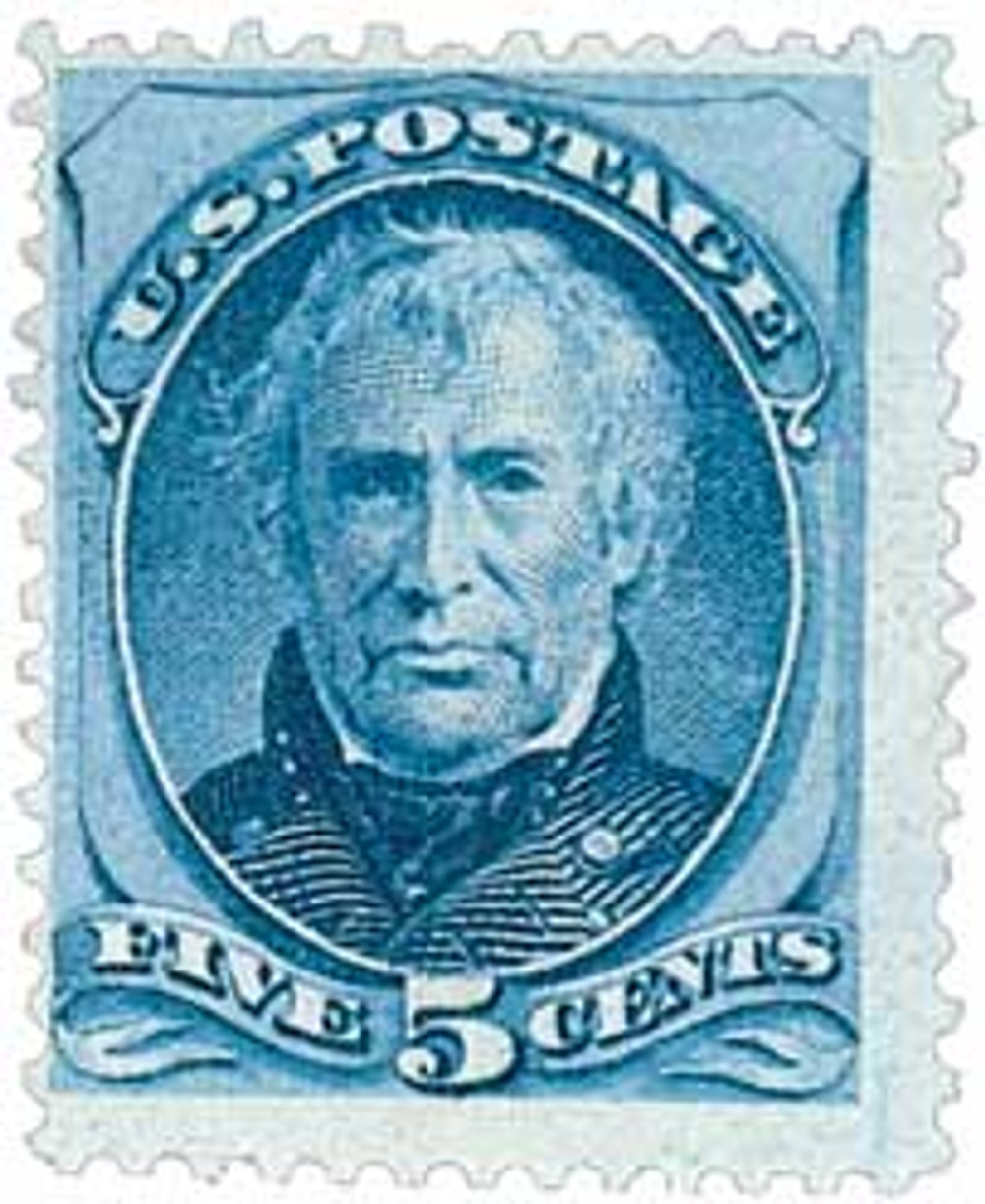 179 - 1875 5c Zachary Taylor, Blue, Hard Paper, Perf. 12 - Mystic