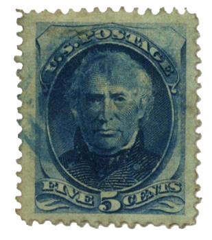 179 - 1875 5c Zachary Taylor, Blue, Hard Paper, Perf. 12 - Mystic