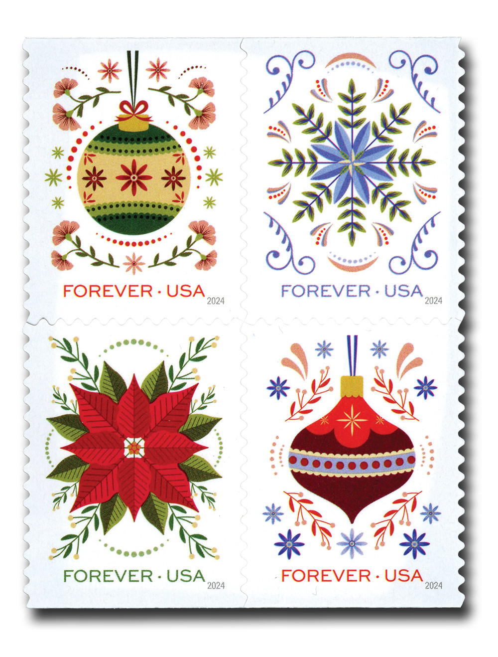 5941-44 - 2024 First-Class Forever Stamps - Holiday Joy - Mystic