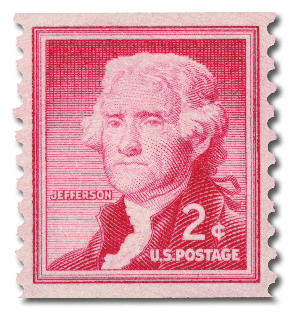 1055 - 1954 2c Liberty Series: Thomas Jefferson, Coil - Mystic