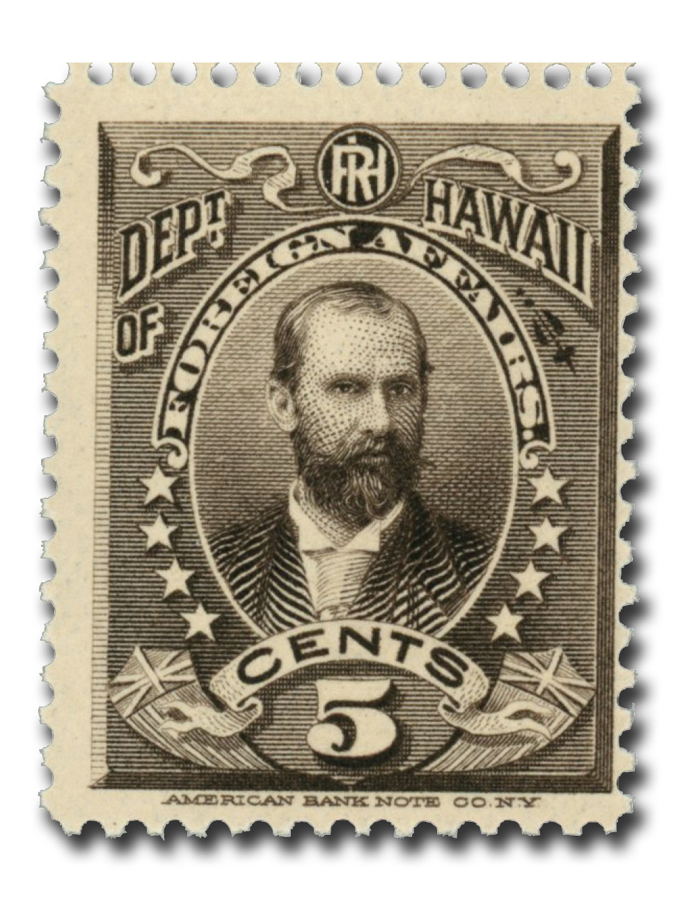 コレクション ANTIQUE STAMPS/POSTCARDS HO2 - 1896 5c Lorrin Andrews Thurston, Black Brown, Hawaii