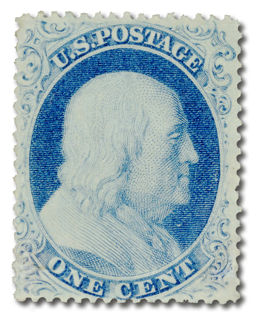 21 - 1857-61 1c Franklin, Blue, Type III, Perf. 15.5 - Mystic