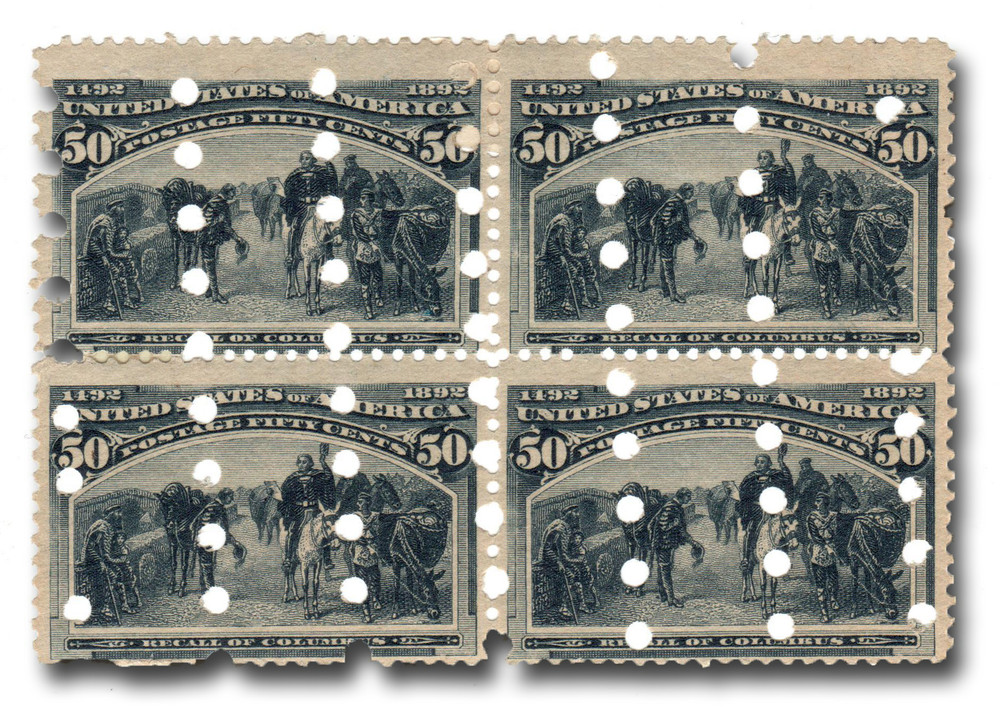 240 - 1893 50c Recall of Columbus, Slate Blue - Mystic Stamp Company