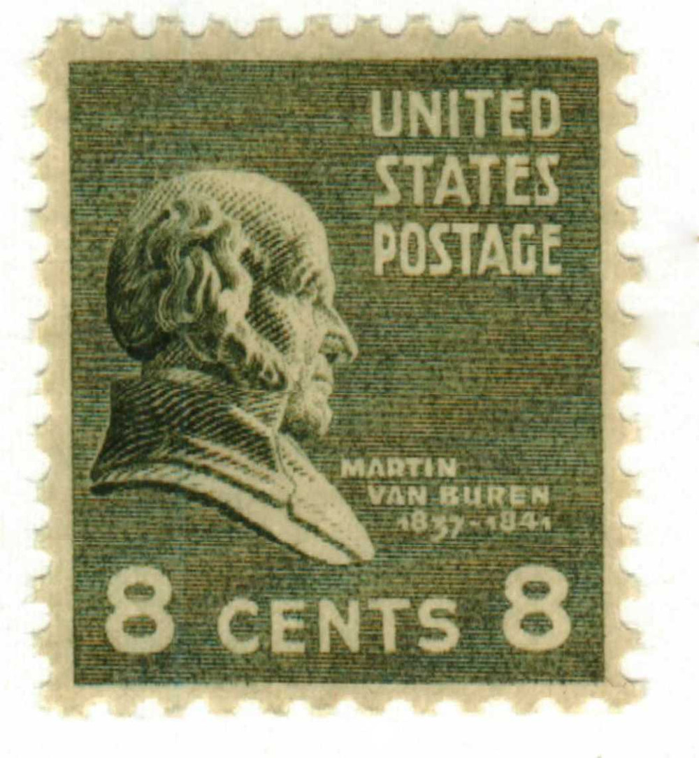 ★VIPレア【UKオリジVer2／Grant表記／PORKY刻印／マトA3B3】 813 - 1938 8c Martin Van Buren, Olive Green - Mystic Stamp Company