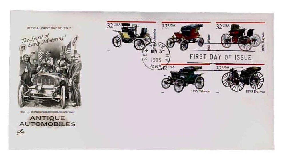 3019-23 - 1995 32c Antique Automobiles - Mystic Stamp Company