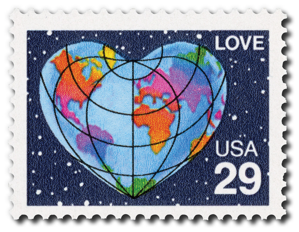 2535 - 1991 29c Love Series: Heart-Shaped Globe - Mystic Stamp Company