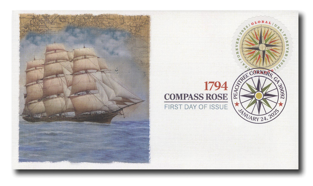 5956 - 2025 Global Forever Stamp - 1794 Compass Rose - Mystic