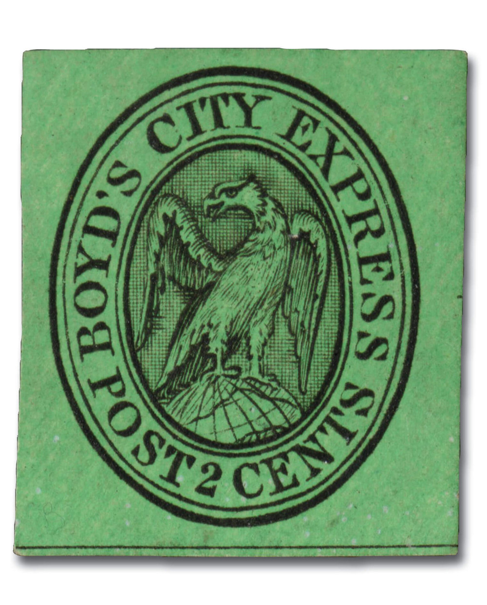 20L7 - 1848 2c Boyd's City Express, Black on Green Glazed Paper