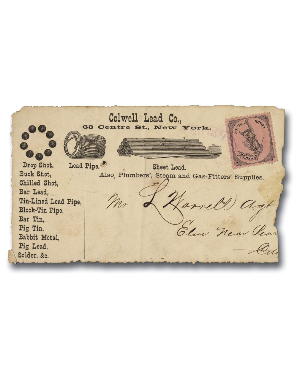 20L44 - 1878 1c Boyd's Dispatch, Black on Pink Paper, Type I, Perf