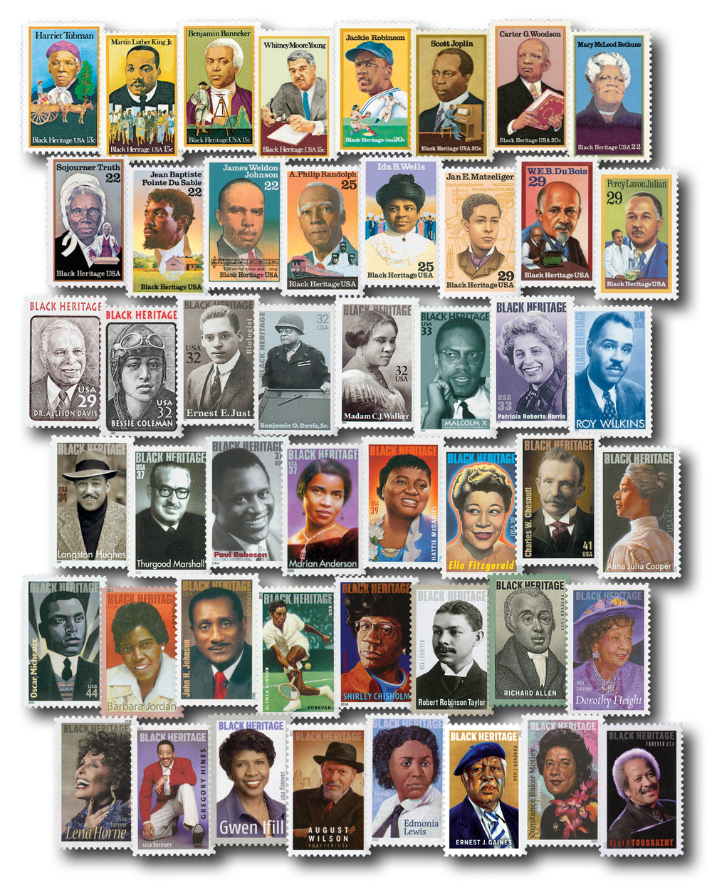 1744/5957 - 1978-2025 Black Heritage Series, Complete Set of 48