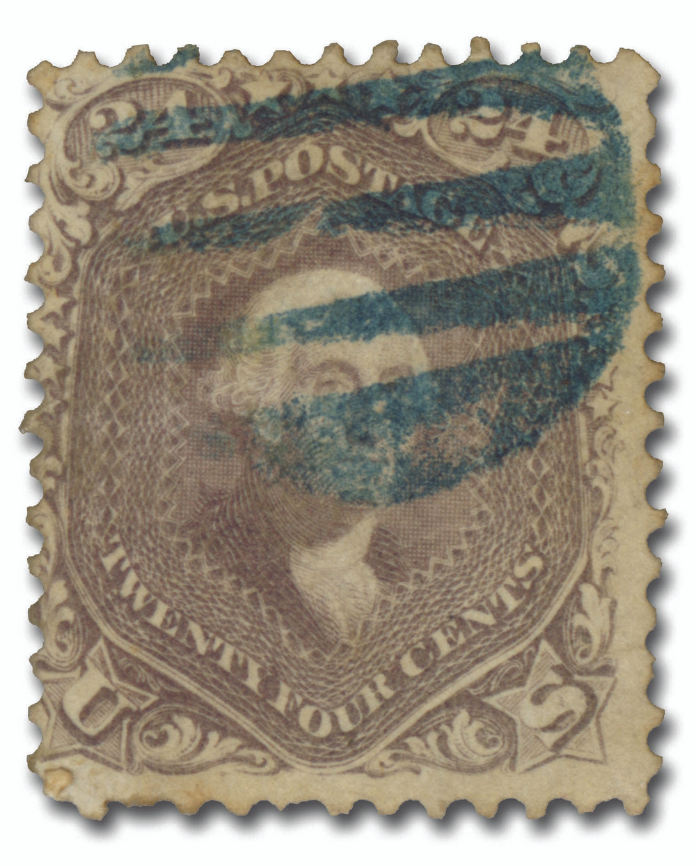 70 - 1861-62 24c Washington, Red Lilac, Perf. 12 - Mystic Stamp