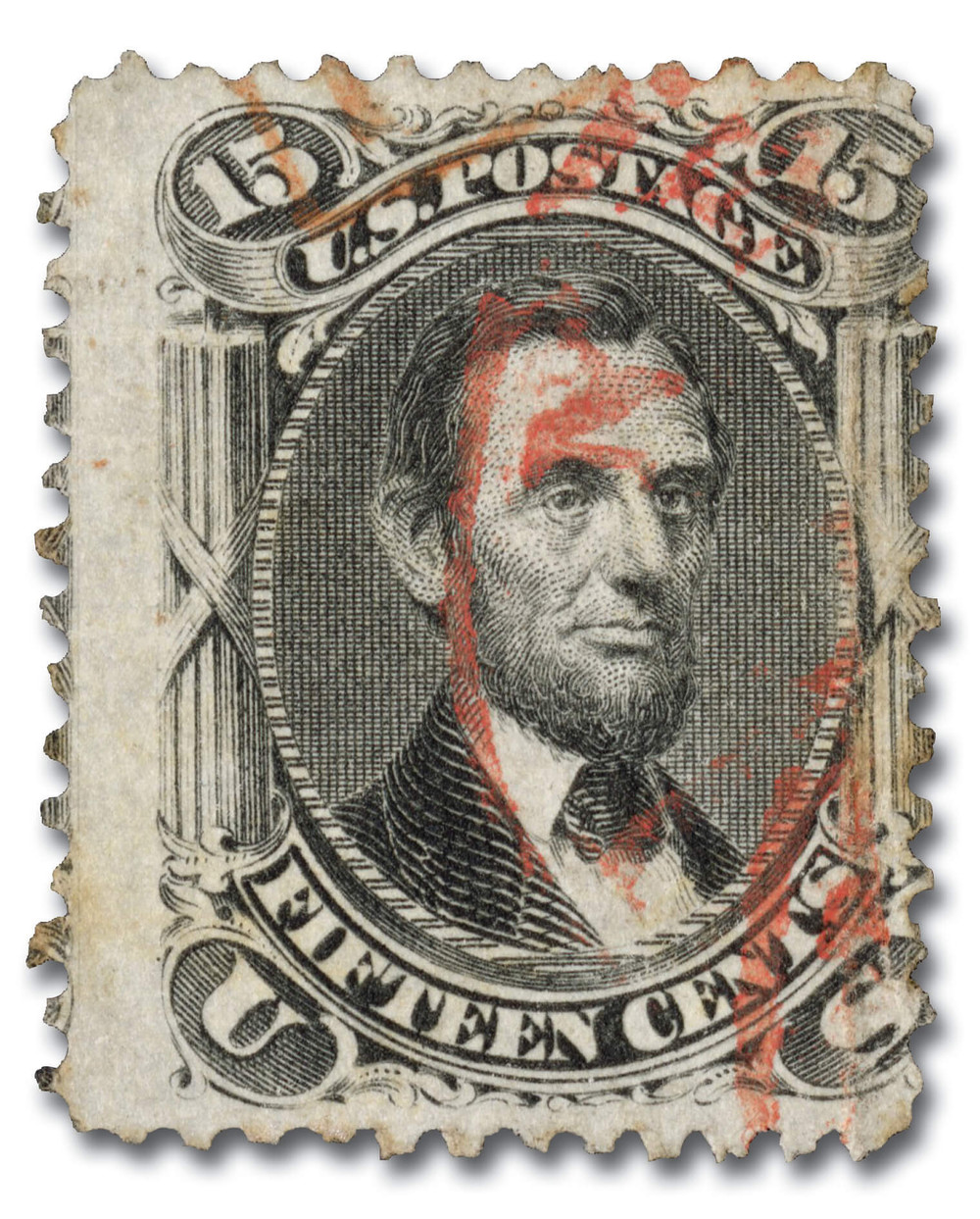 77 - 1866 15c Abraham Lincoln, Black, Perf. 12 - Mystic Stamp Company