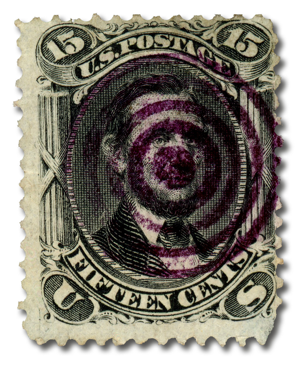 コレクション Limited rare stamps 15 stamps 98 - 1868 15c Abraham Lincoln, Black, F Grill, Perf. 12