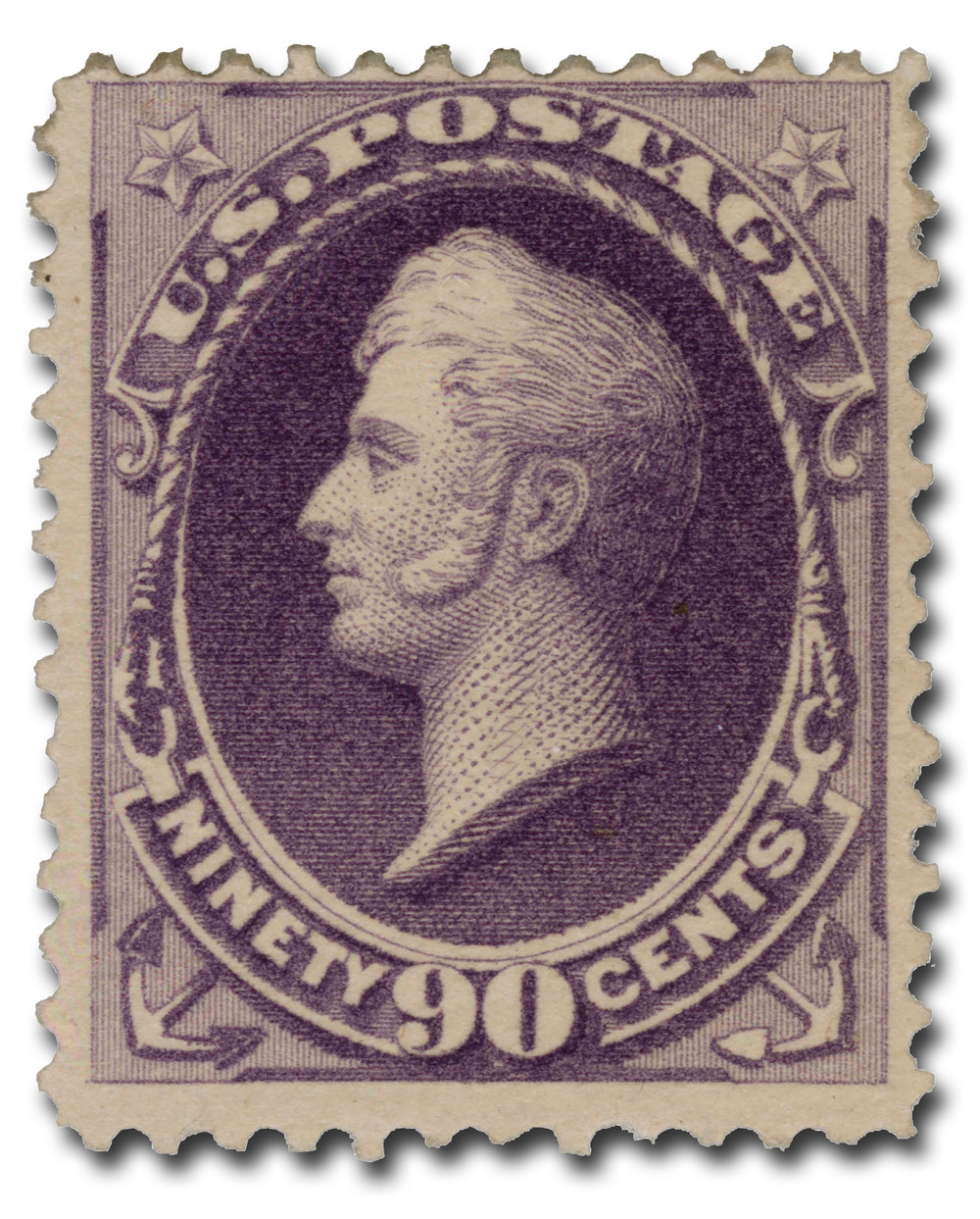 Superior price marker Stamp アンティークスタンプ 218 - 1888 90c Oliver H. Perry, Purple, Soft Paper, Perf. 12