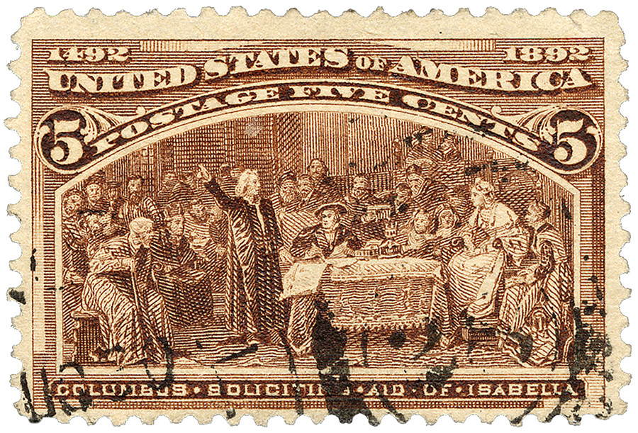 234 - 1893 5c Columbus Soliciting Aid of Queen Isabella, Chocolate