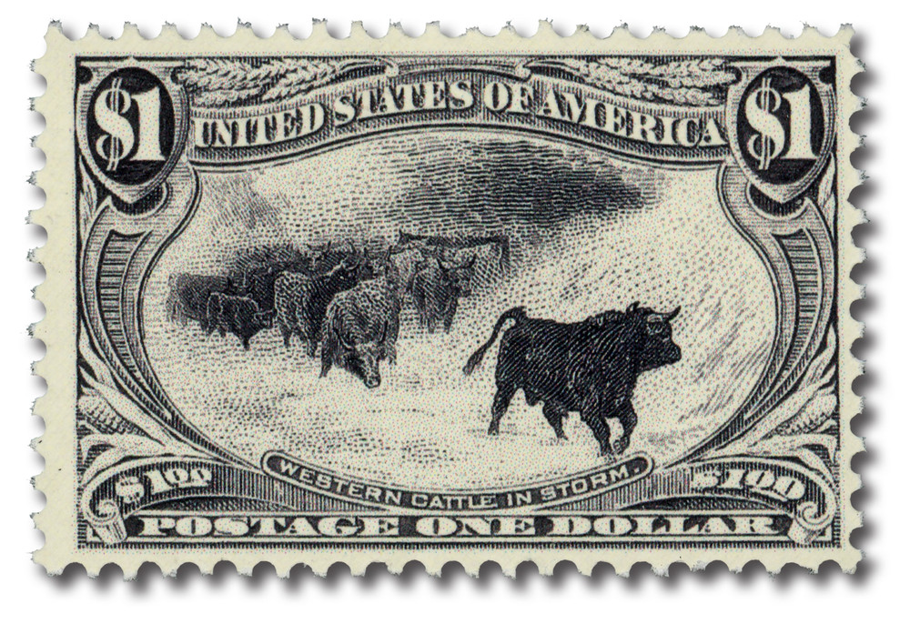印紙1 292Repro - 1898 $1 Trans-Mississippi Exposition: Cattle in Storm