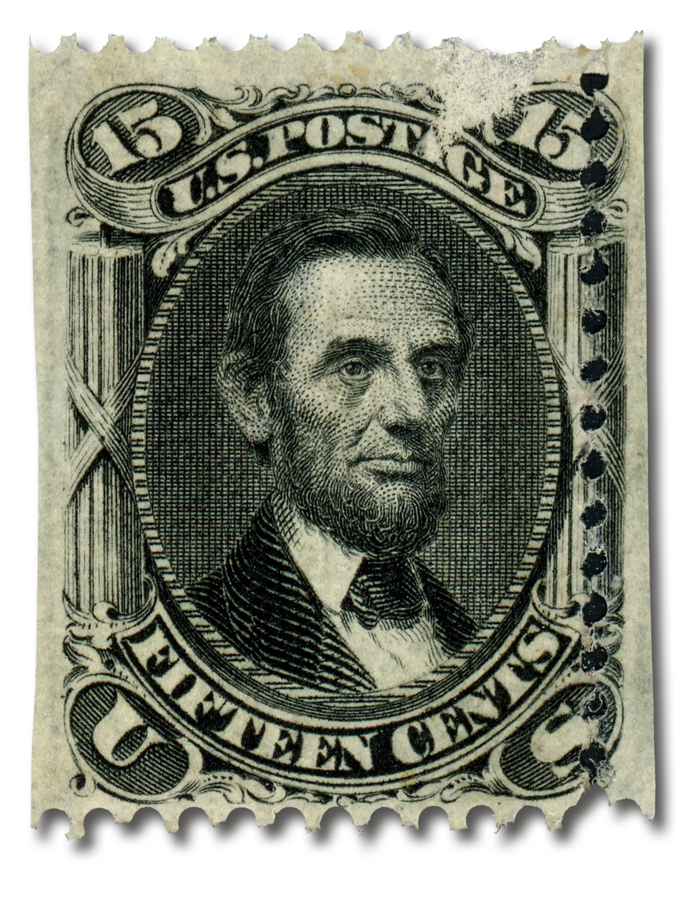 コレクション Limited rare stamps 15 stamps 98 - 1868 15c Abraham Lincoln, Black, F Grill, Perf. 12