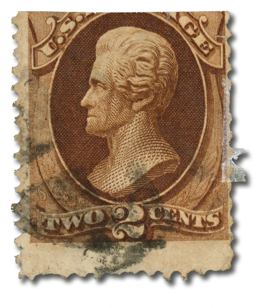157 - 1873 2c Andrew Jackson, Brown, Secret Mark, Hard Paper, Perf