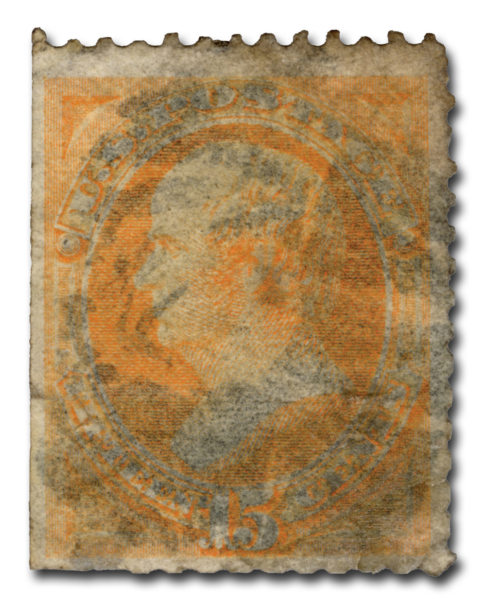 163 - 1873 15c Daniel Webster, Yellow Orange, Secret Mark, Hard
